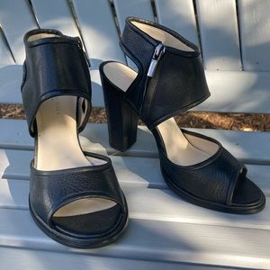 Kenneth Cole The Stacy Black Leather Block Heel Size 8.5 M